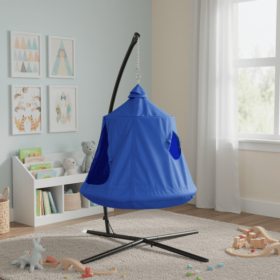 TLSUNNY X-Shaped Hammock Stand Set with Swing Chair & Canopy, Portable for Garden/Balcony/Bedroom