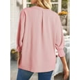 thumbnail image 4 of Women Blouses Dressy Casual V Neck 3/4 Length Sleeve Womens Tops with Smocked Cuffs Pink XL, 4 of 6