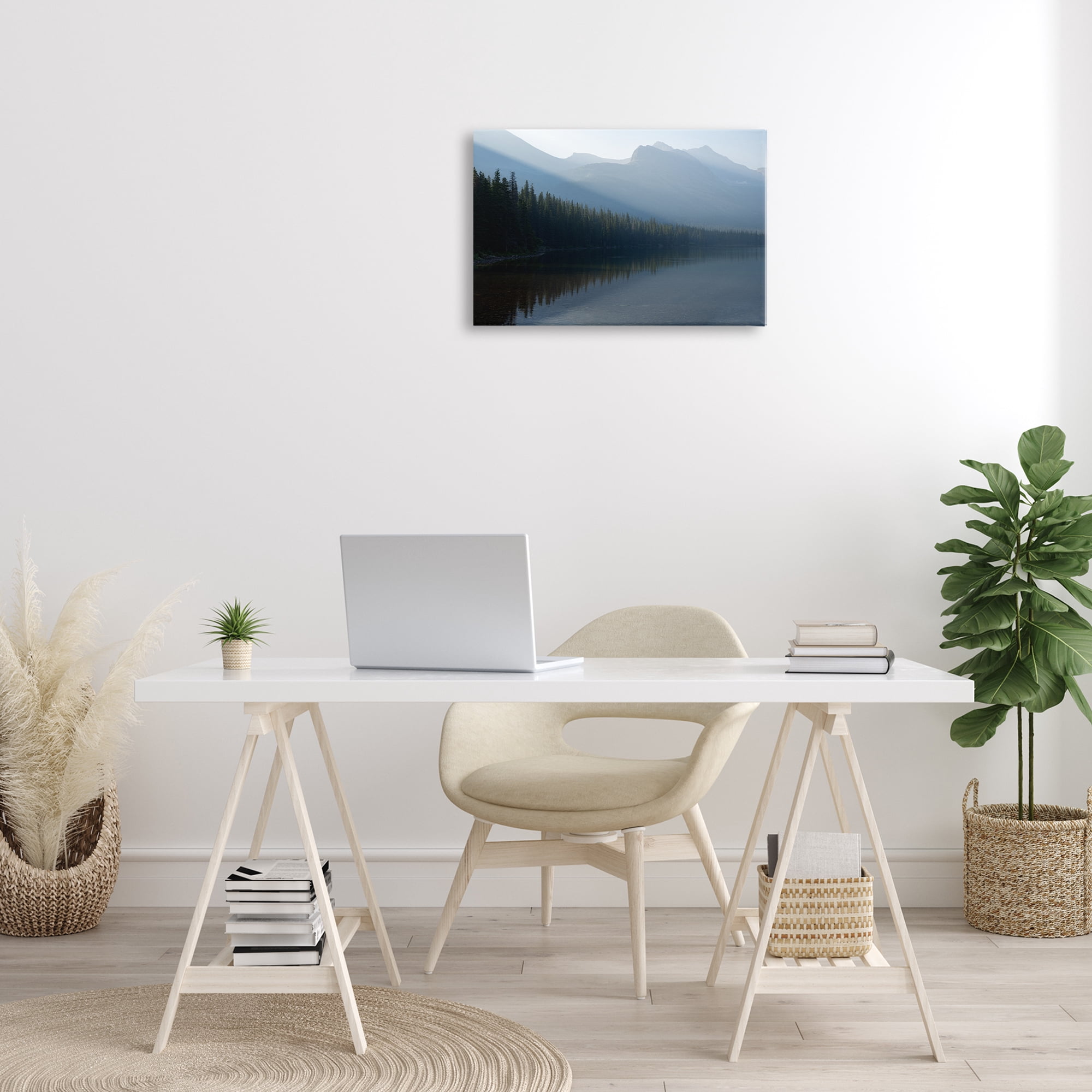 Stupell Industries Foggy Lakeside Trees Landscape Photography Gallery Wrapped Canvas Art Print Wall Art, 24 x 16