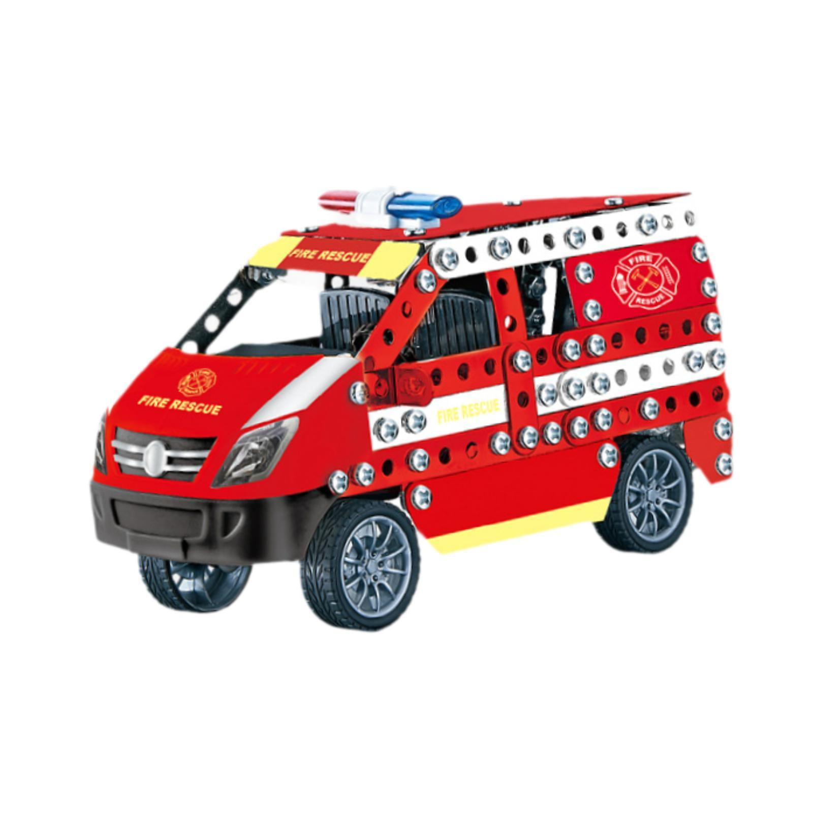 LeeQinersw Model Car Kits Set Car Building Kits Assembly Metal Educational Toy Vehicles Toy Fire truck