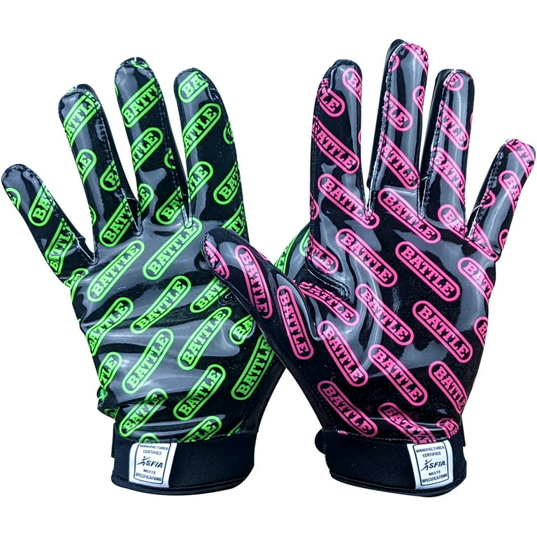 Battle Sports Youth Nightmare 2.0 Cloaked Football Gloves Large Black