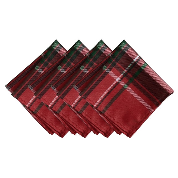 Elrene Home Fashions Pocono Plaid Holiday Fabric Napkins, Set of 4, Holiday, 17" x 17"