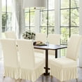thumbnail image 2 of SUKAIKEQA Dining Room Chair Covers Set of 6, Stretch Parsons Slipcovers with Skirt Super Fit Spandex Chair Seat Protector Cover for Dining Room, Hotel, Ceremony,Beige, 2 of 6