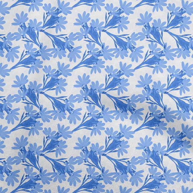 oneOone Cotton Jersey Light Blue Fabric Floral Craft Projects Decor Fabric Printed By The Yard 58 Inch Wide