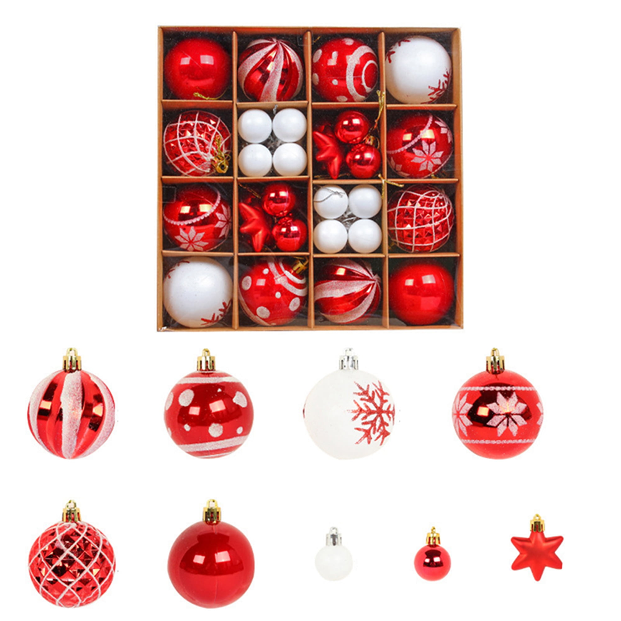ZIYIXIN 42Pcs Christmas Ball Ornaments Tree Ornaments Set with Hanging