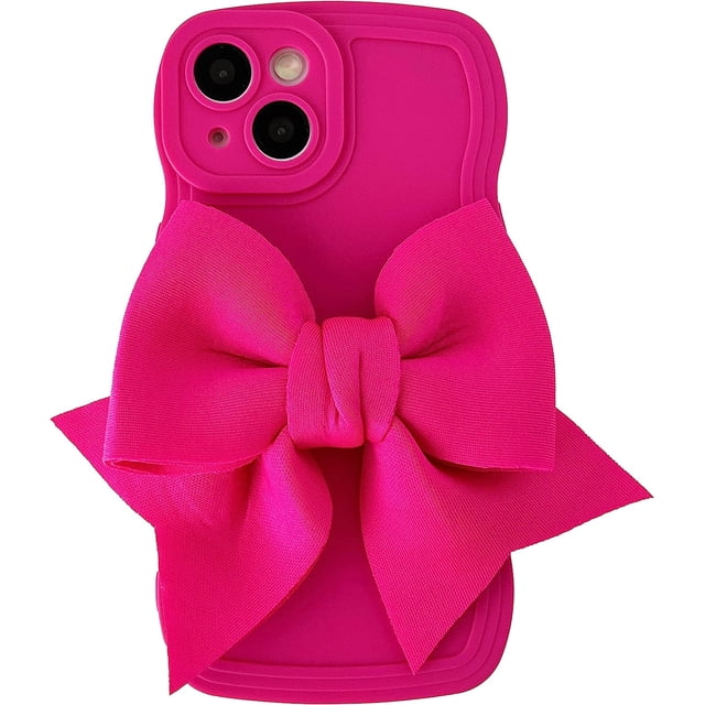 Funda suave con lazo y ondas rizadas para iPhone (rojo, iPhone 13)