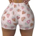 thumbnail image 2 of Haiem Strawberry Cake No Front Seam Biker Shorts for Women Yoga Workout Gym Bike Shorts with Tummy Control Moisture-Wicking-Small, 2 of 9
