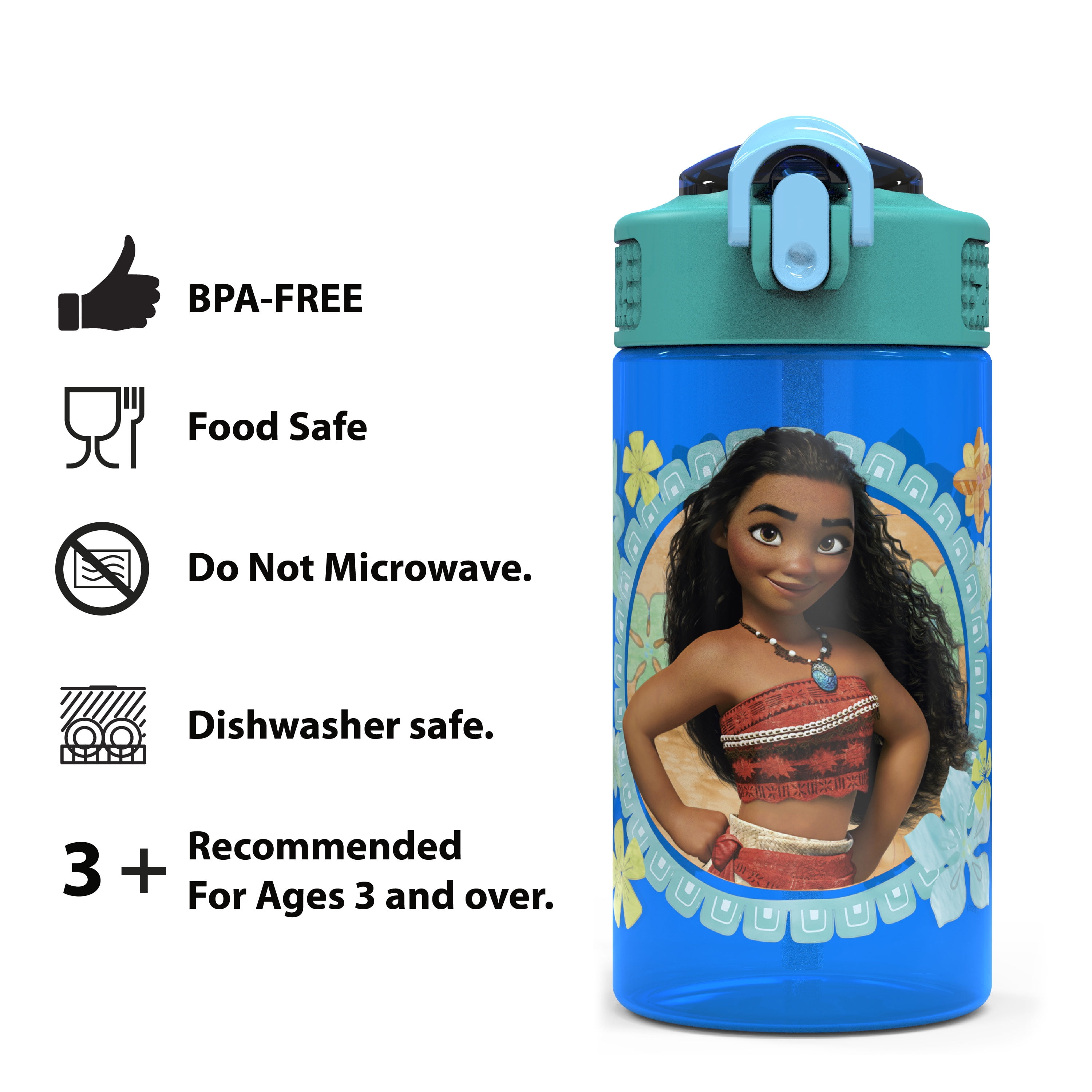 Disney Park Action Blue & Purple Princess Spout Water Bottle, 16 oz.