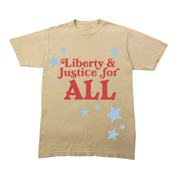 Liberty & Justice For ALL Adult Natural Crew Neck Short Sleeve T-shirt - Medium