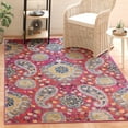 thumbnail image 4 of SAFAVIEH Madison Hope Floral Area Rug, Fuchsia/Gold, 4' x 4' Square, 4 of 12