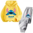 thumbnail image 3 of Conjunto de 2 piezas de sudadera y pantalones con dibujos animados de Disney Stitch 2024 para niños, ropa de moda para primavera y otoño, sudadera para niños y niñas, traje deportivo para niños, 3 of 5