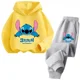 thumbnail image 3 of Conjunto de 2 piezas de sudadera y pantalones con dibujos animados de Disney Stitch 2024 para niños, ropa de moda para primavera y otoño, sudadera para niños y niñas, traje deportivo para niños, 3 of 5