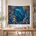 thumbnail image 5 of Ocean Waves Underwater with Detailed Dolphin Swimming Upwards, Mystical Fantasy for Space Lovers, Galaxy Room Decor, Graduation Gift, Tapestry Wall Hanging for Bedroom and Dorm, 5 of 7
