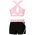 thumbnail image 4 of MSemis Kids Girls Workout Set Racer Back Sports Bra with Shorts Yoga Sports Set Pink 4, 4 of 5