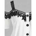 thumbnail image 3 of Camiseta Panel Encaje Hombros Descubiertos Tamaño Plus Rosegal Camisetas tallas grandes, 3 of 5