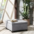 thumbnail image 2 of Madison Park Ottoman de Rangement en Tissu et Bois Massif avec Boutons Capitonnés en Charbon, 2 of 6