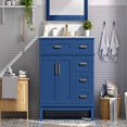 thumbnail image 6 of Spaco 36" Luxury Elegant Bathroom Vanity with Ceramic Sink and Soft Closing Doors, Modern Wood Vanity with 1 Adjustable Shelf and 4 Durable Smooth Soft-close Drawers for Indoor, Blue, 6 of 20