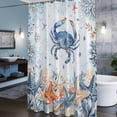thumbnail image 3 of Oceans Marine Life Shower Curtains for Bathroom, Coastal Orange Blue Crabs Starfish Gradient Washable Fabric Shower Curtain with Hooks Waterproof Bathroom Decor Sets, 60 x 72 Inches, 3 of 9