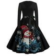 thumbnail image 2 of Women's Casual Fashion Print Long Sleeve V Neck Dress with AI Christmas Theme, Retro Party Casual Dress for Fall and Winter, Versatile and Chic Holiday Attire,Black,L, 2 of 4