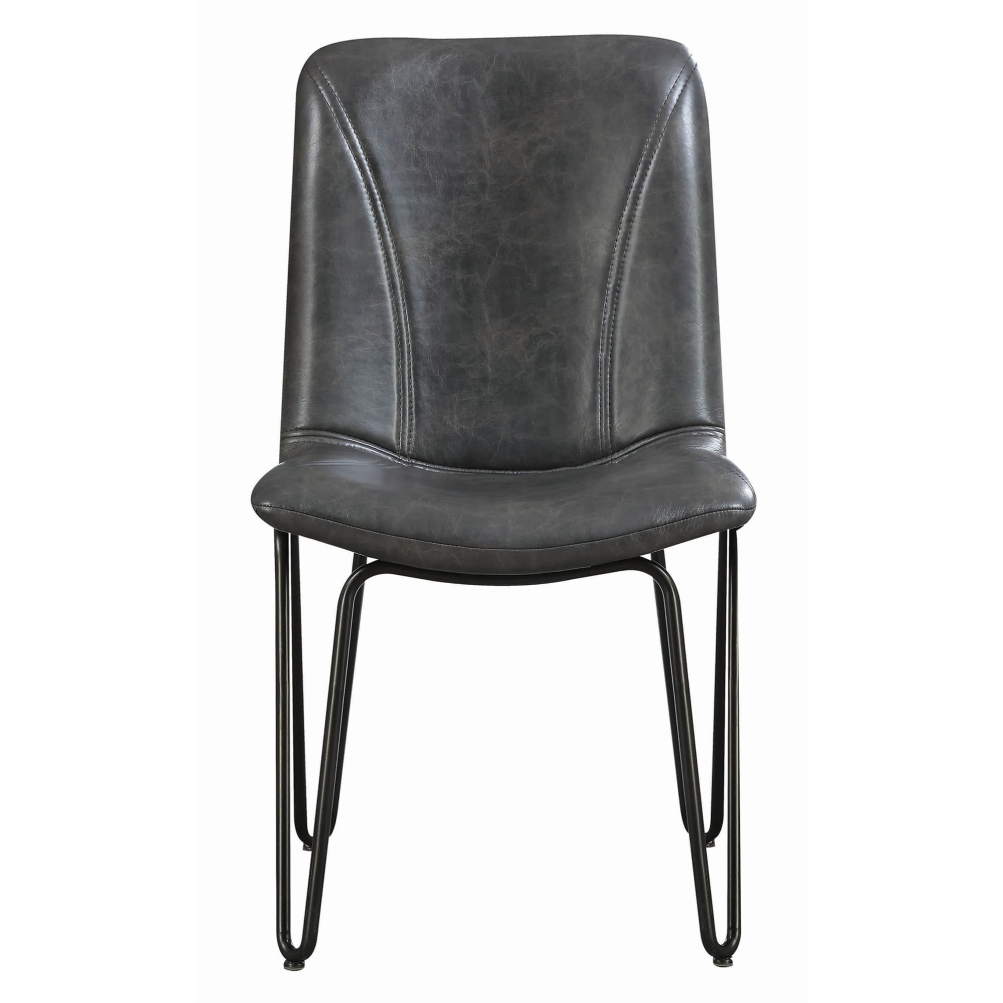 Leatherette Upholstered Metal Chair with Hairpin Legs, Set of 4, Gray