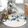 thumbnail image 4 of Area Rug 48in, Watercolor Blue Flowers Green Leaves Floor Carpet Living Room Rug, Spring Botantical Non-Slip Welcome Mat Indoor Rugs for Bedroom Dining Room, 4 of 9