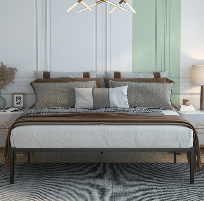 Yoneston Queen Size Metal Bed Frame 18" High Platfrom Beds Frames with Under-Bed Storage, Black