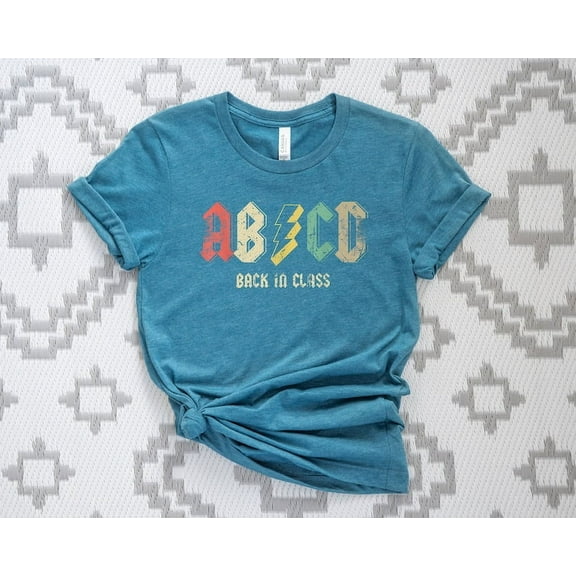 Back in Class ABCD T-Shirt, Retro Rock Band Teacher Shirt, Funny Back to School Graphic Tee, Classroom Gift