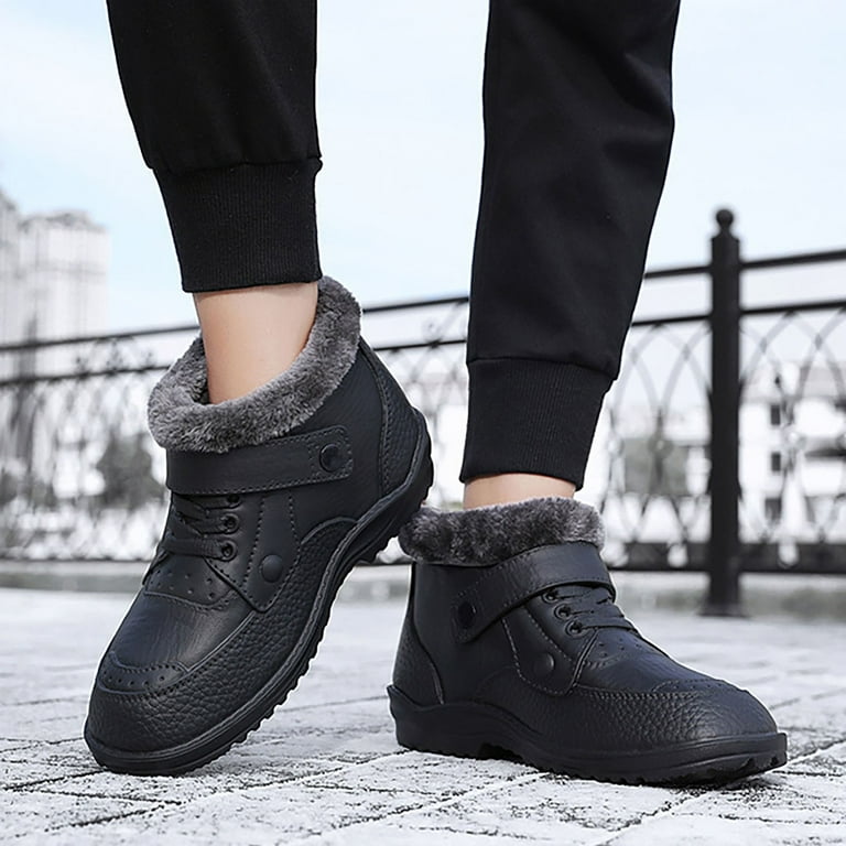 men's dress shoes for winter weather Men's Waterproof Snow Boots Warm Winter High Top Business Formal Leather Shoes