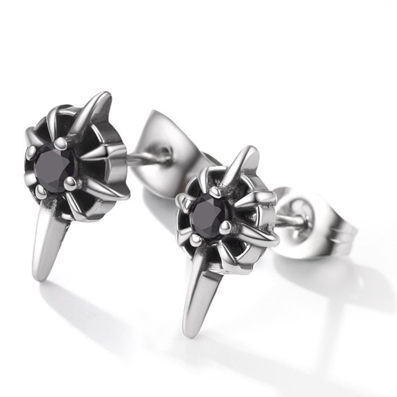 Halloween Earrings for Men/Women Black/Red Birthstone Crown Stud Earrings Hypoallergenic Stainless Steel Screw Nail Jewelry for Gift Clearance