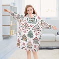 thumbnail image 5 of FORMRS Wearable Blanket Hoodie with Sleeves for Kids Cozy Flannel Sweatshirt, Beige Nordic Christmas House, 5 of 7