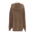 thumbnail image 5 of Ikevan Women Plus Size Winter Warm Loose Plush Zip Hooded Jacket Coat Khaki 6(M), 5 of 5
