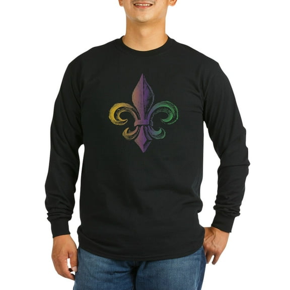 CafePress - Mardi Gras Fleur De Lis Long Sleeve Dark T Shirt - Long Sleeve Dark T-Shirt
