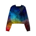 thumbnail image 5 of Xudanell Womens Cropped Sweatshirt Tie Dye Graphic Print Hoodie Women Blouses Sweatshirt Going Out Top Dark Blue XL, 5 of 5