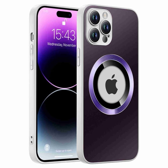 Cover for iPhone 13 Pro Max, Compatible with MagSafe,Slim Shockproof Soft Silicone Frame Camera Lens Protector Matte Hard PC Case Cover, darkpurple