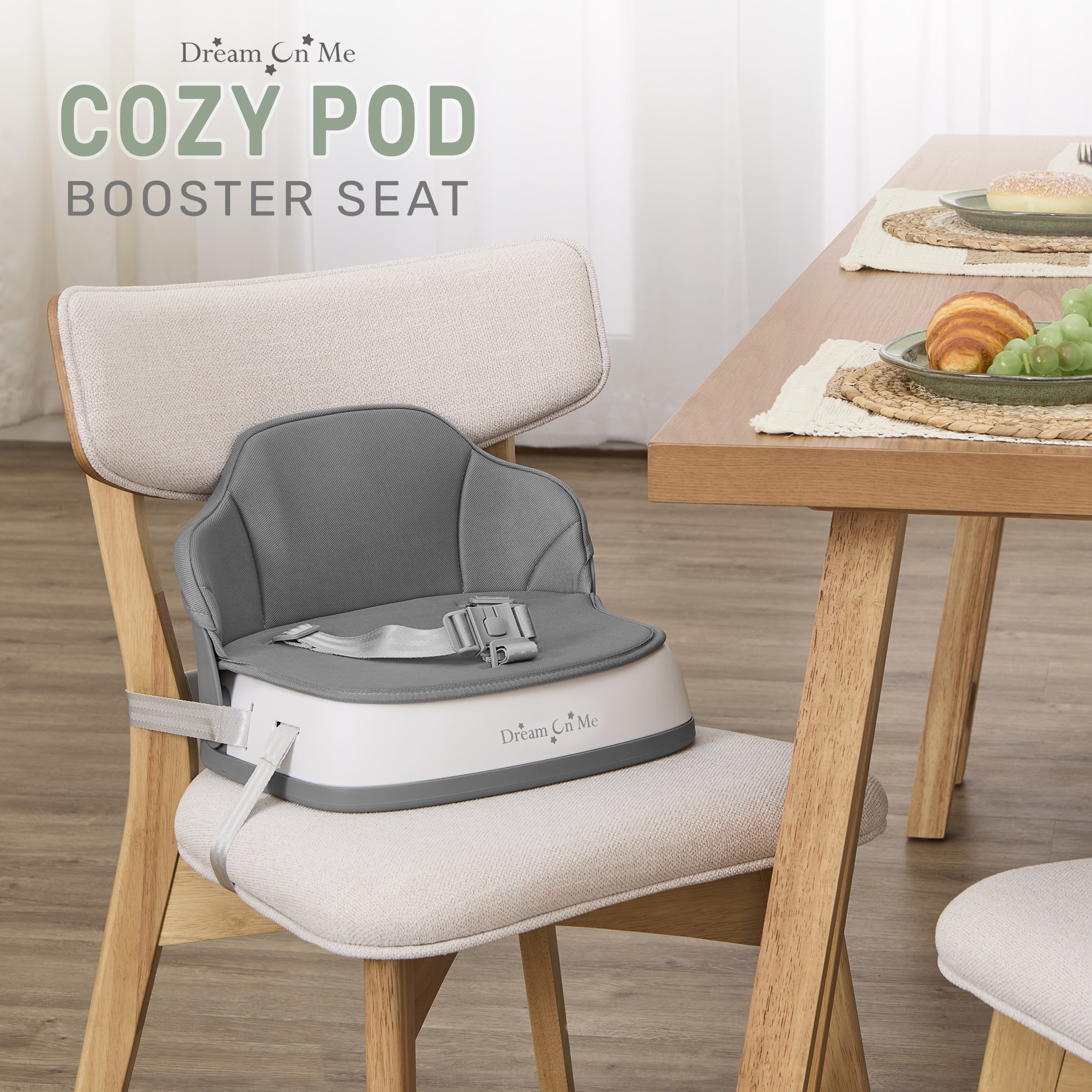 Dream On Me Cozy Pod Booster Seat with Removable Cover, Grey
