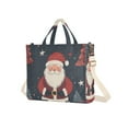 thumbnail image 7 of FORMRS Womens Corduroy Tote Bag Crossbody Shoulder Handbag with Pocket, Blue Christmas Santa, 7 of 7
