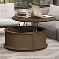 thumbnail image 2 of Uforic Multifunctional Round Rattan Lift-Top Coffee Table – Brown Wood Finish with Hidden Storage, 2 of 9