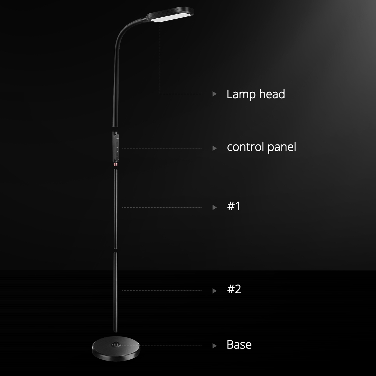 Miroco LED Floor Lamp with 5 Brightness Levels & 3 Color Temperatures, 1815 Lumens, Adjustable LED Floor Light, Dimmable Reading Standing Lamp for Sewing Living Room Bedroom Office