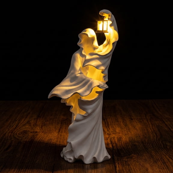 Halloween Faceless Ghost Sculpture Lanterns, Waterproof Resin Ghost With Warm LED Lights for Indoor Outdoor Holiday House Porch Yard Halloween Decorations
