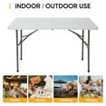 thumbnail image 5 of SONGMY 4ft Portable Folding Table - Plastic Indoor Outdoor Picnic Party Camp Dining Table with Handle, Compact White Fold-up Table, 5 of 8