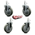 thumbnail image 2 of 5 Inch Gray Poly Wheel Swivel 7/16 Inch Grip Ring Stem Caster Set 2 Brakes, 2 of 2