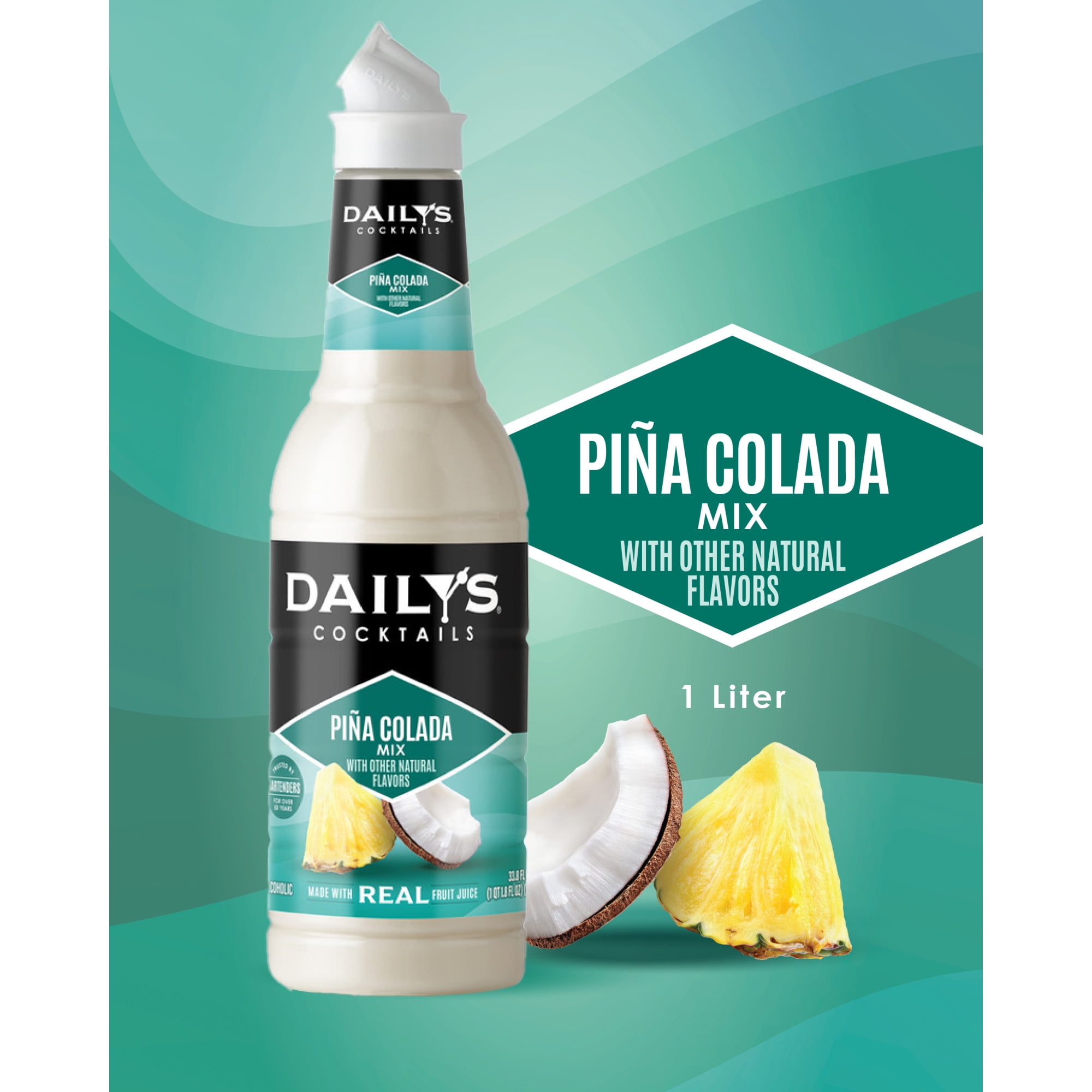 (6 pack) Daily's Pina Colada Cocktail Mix, 1 Liter Bottle