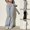White, variant on Womens Solid Color Large Folding Bottom Pants Sports Pants Elastic Bottom Pants