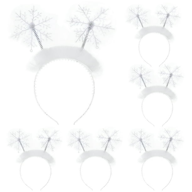 FELTECHELECTR 6 copos de nieve para decorar el cabello, fiestas navideñas, diademas navideñas, recuerdos de fiesta.