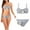White, variant on Njoeus Women's 2 Piece Swimsuit Bra Triangles Bikini Set with Floral Decor Sexy Bikini Bathing Suit for Women Summer Party Beach Vacation Swimwear