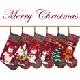 thumbnail image 3 of Christmas Stockings GEX 21" 2025 Embroidered Linen Applique Burlap Fireplace Hanging Christmas Ornament for Family Decorations Holiday Xmas Gift New 6 Pack, 3 of 6