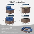thumbnail image 3 of Clouddwell 15 Piece Outdoor Patio Furniture Set with 44" Fire Pit Table, Wicker Rattan Patio Sectional Sofa Set (Blue), 3 of 3