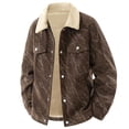 thumbnail image 2 of NTACZA Sherpa Lined Jackets for Men Brown Corduroy Cargo Trucker Jackets Thick Button Down Coats for Men L, 2 of 6