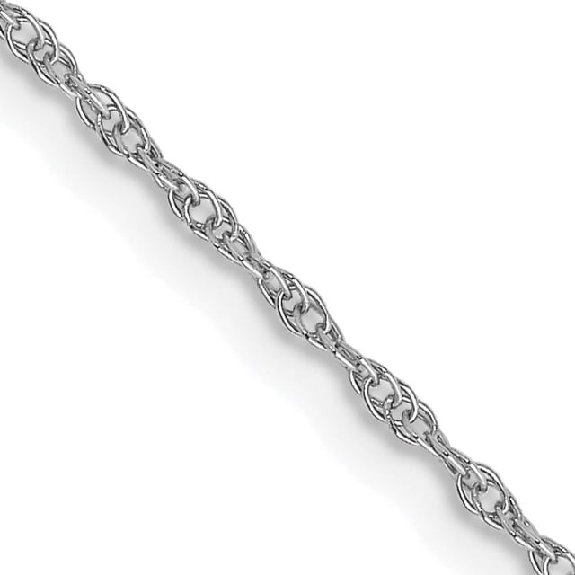 10k White Gold .95mm Cable Rope Chain Necklace Pendant Charm Carded