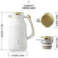 thumbnail image 2 of IDEUS Thermal Coffee Carafe 68oz (2,000ml), Stainless Steel Double Wall Insulated Vacuum Flask, Water Jug Coffee Server and Beverage Dispenser, Heat and Cold Retention (White-Gold, 68oz (2,000ml)), 2 of 7
